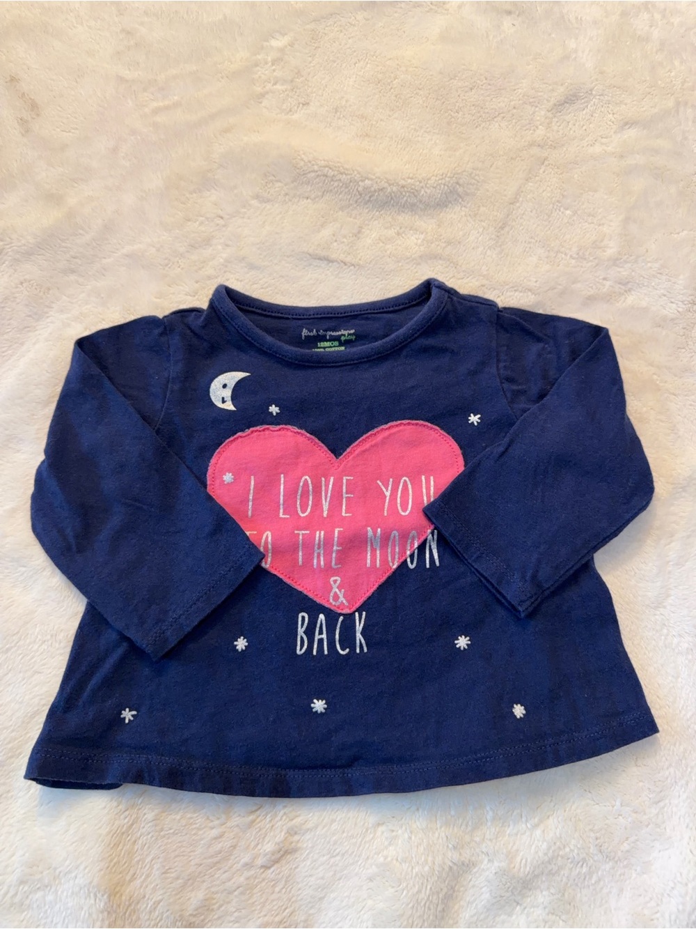 First Impressions Navy Long-Sleeve Top with Pink Heart Graphic